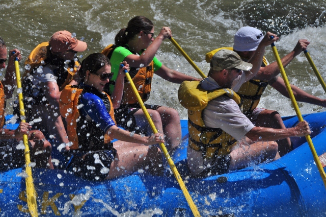 rafters along the Glenwood Canyon bike path